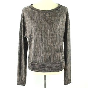 See By Chloe Brown Black Blend Slinky Boxy Long Sleeve Top 8 M